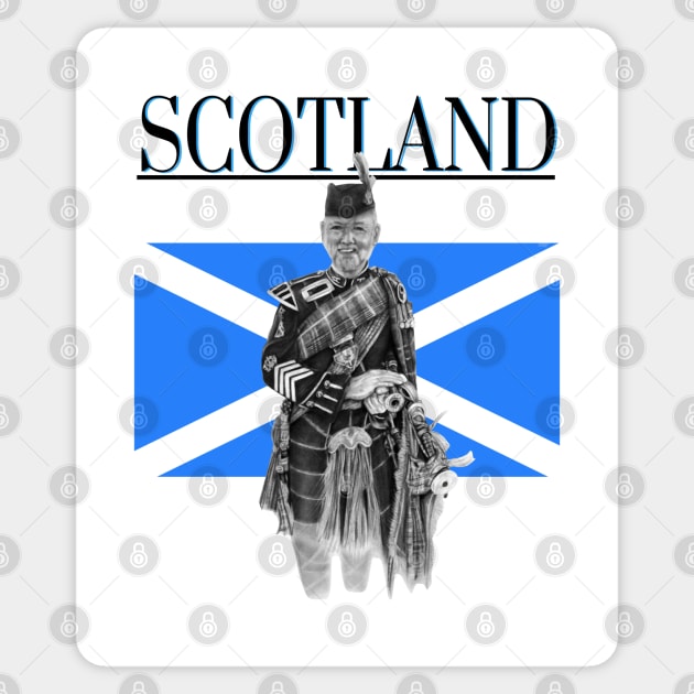 Scottish Bagpiper Sticker by AuburnQuailart